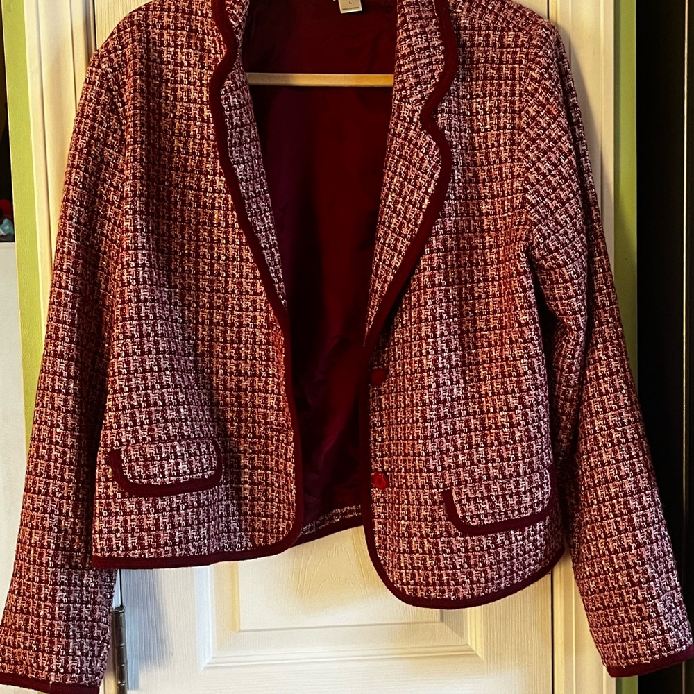 Christopher & Banks Maroon Tweed Blazer